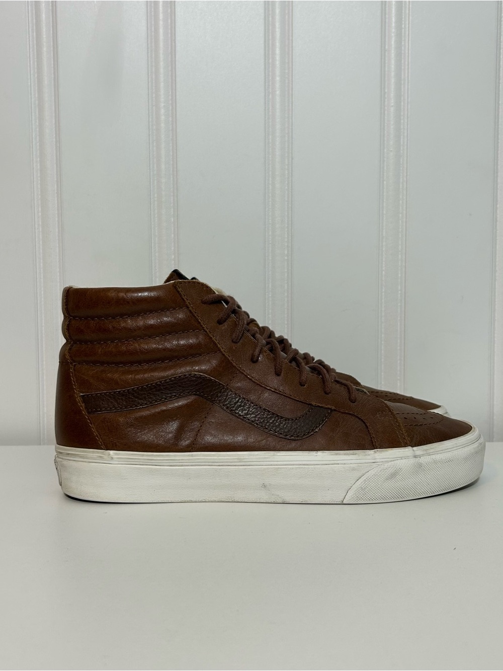 Vans sk8 hi Men's High-Top Leather Sneakers - Brown